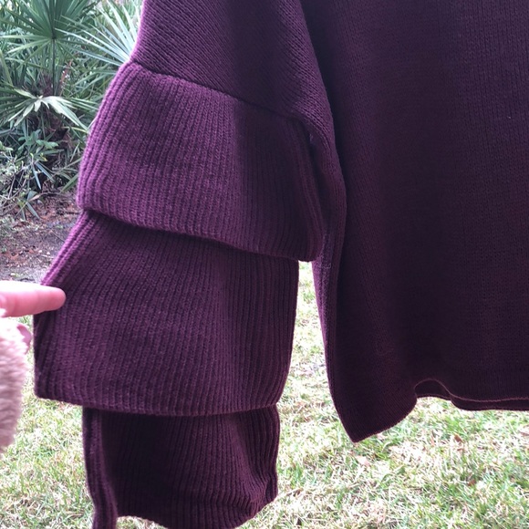 Maroon with purple hint sweater with bell sleeves - Picture 2 of 5